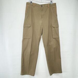 Tasso Elba Mens Pants Cargo 34x30 Cotton Flat Front Tan color